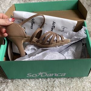 So Danca Tan Strappy Heels (Cha Cha Ballroom Shoe)